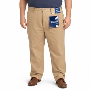 IZOD Men's 44x32 Performance Plus Stretch Chino Pants Khaki Sportflex Golf NWT